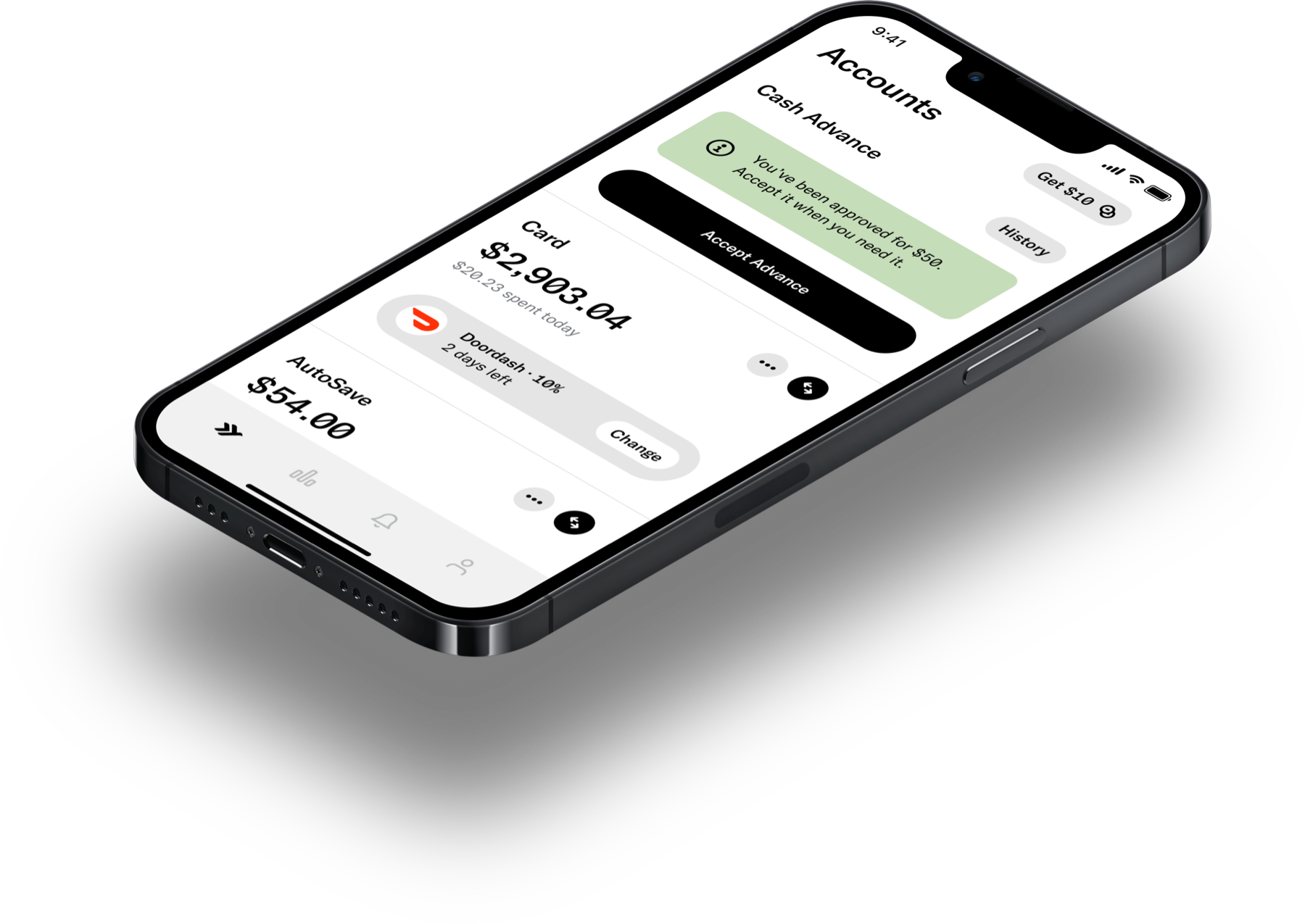 Empower home showing cash advance, card perks, and automatic savings together