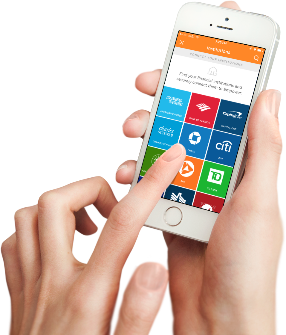 A customer selecting a financial institution to connect to Empower
