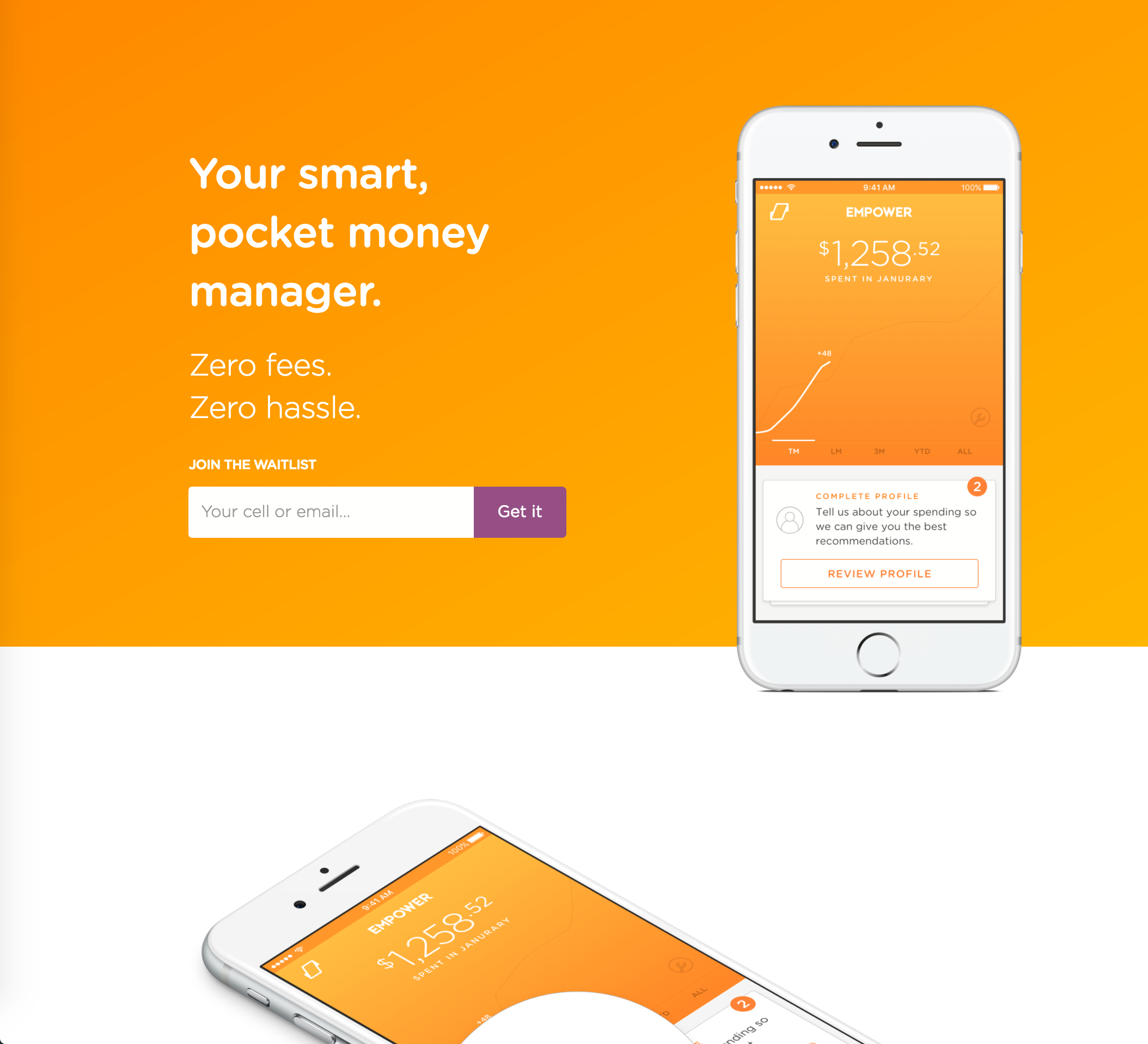 Original Empower launch website introducing the smart pocket money manager