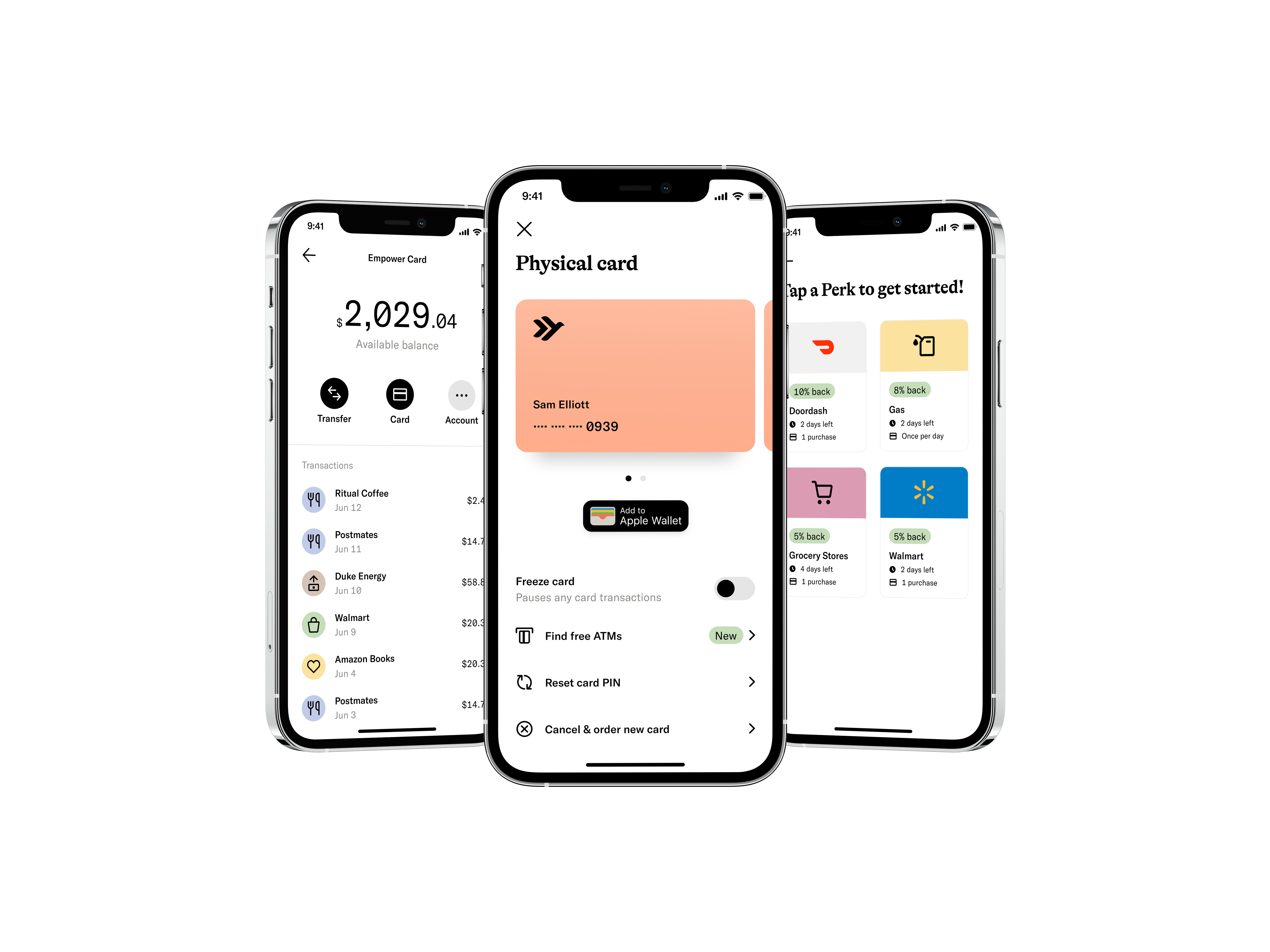 Empower Card account, physical card controls, and merchant perks